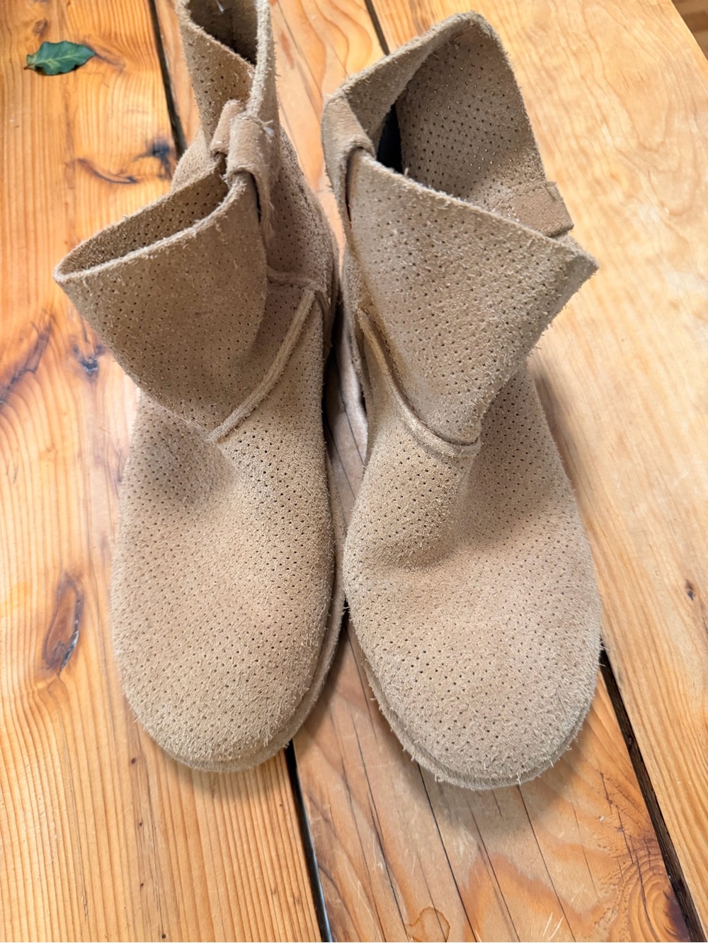 UGG Tan Suede Perforated Ankle Boots